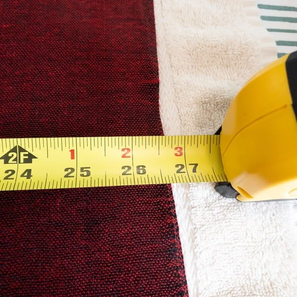 Plaid Rectangular Scarf 26" x 70"  Red, Yellow, Maroon & Gray - Picture 8 of 9